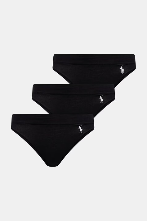 Polo Ralph Lauren figi damskie z bawełną 3-pack czarne 4P0827