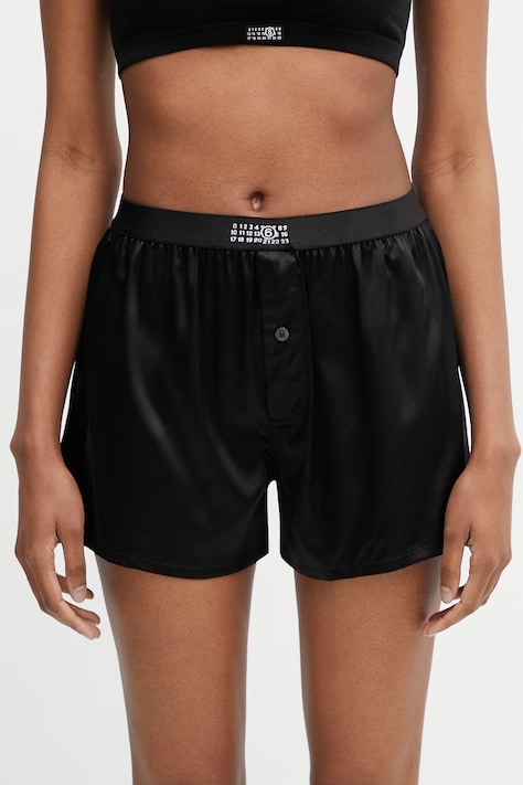 MM6 Maison Margiela szorty piżamowe z jedwabiem damskie czarne MJLE70050