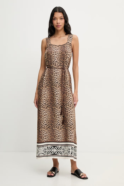 Liu Jo sukienka letnia z wiskozy brązowa VA6049 TS123