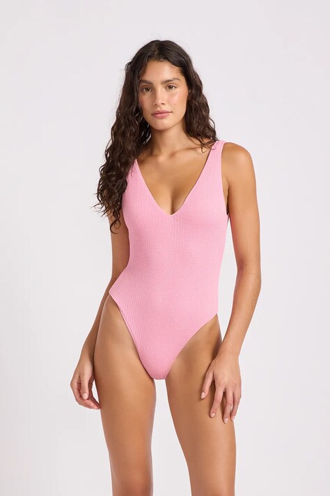 Seafolly ολόσωμο μαγιό γυναικείο Deep V Neck ροζ 10974-861