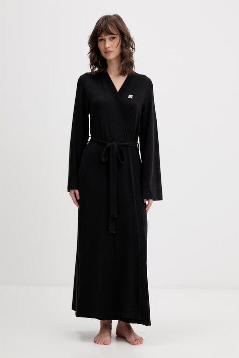 DKNY szlafrok damski z bawełną czarny YI2022635