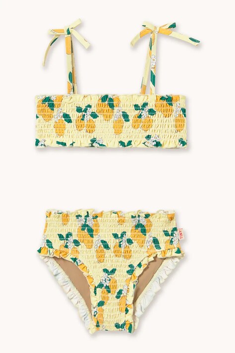 Tinycottons dwuczęściowy strój kąpielowy dziecięcy ORANGES SMOCK SWIM SET kolor żółty SS26-462