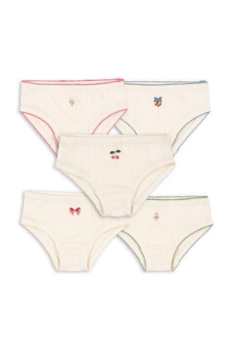 Konges Sløjd figi dziecięce bawełniane MINNA GIRL UNDERPANTS GOTS 5-pack kolor beżowy KS104997