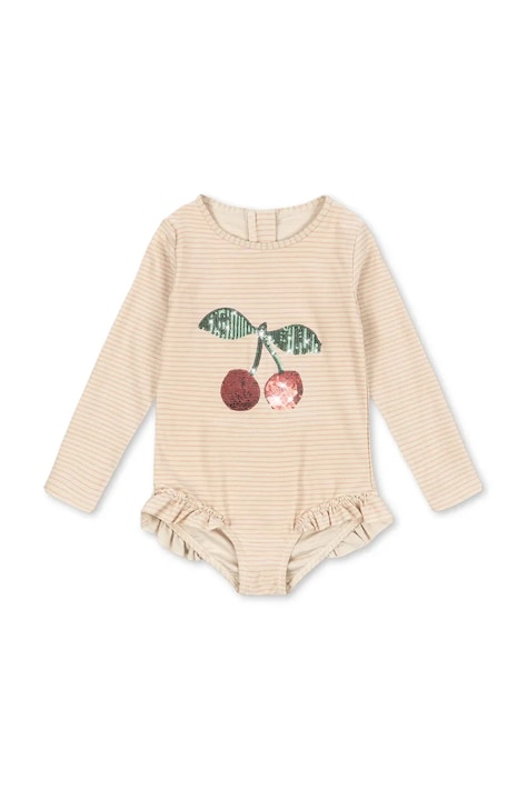 Konges Sløjd jednoczęściowy strój kąpielowy dziecięcy JADE LS SWIMSUIT kolor beżowy KS104856