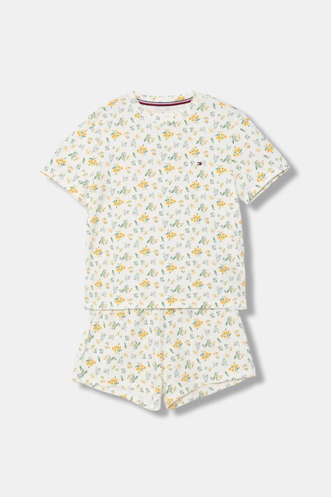 Tommy Hilfiger piżama dwuczęściowa dziecięca bawełniana z elastanem beżowa UG0UG00818