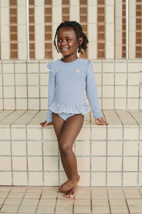 Liewood μαγιό με μακριά μανίκια Παιδικό Sille Seersucker Swimsuit μπλε LW19637