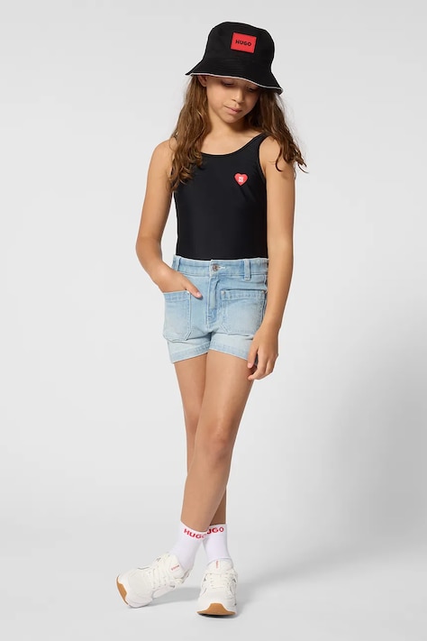 HUGO costum de baie dintr-o bucată pentru copii culoarea negru, G01025