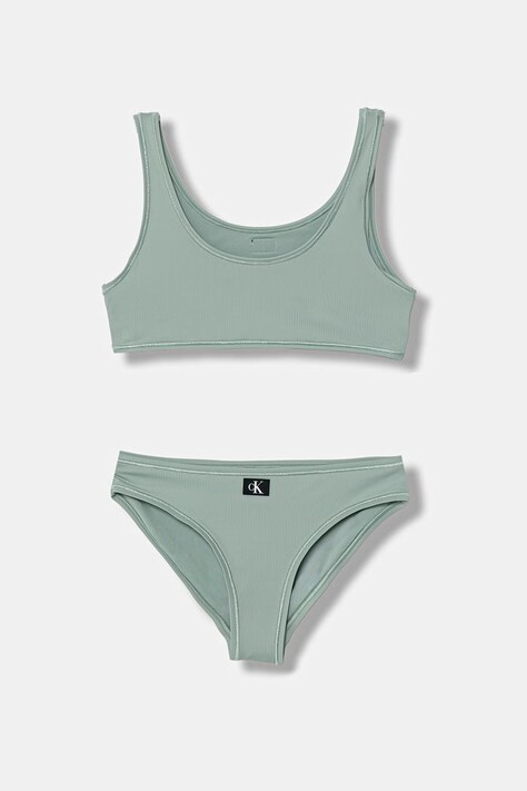 Calvin Klein Jeans strój kąpielowy dwuczęściowy dziecięcy zielony KY0KY00093