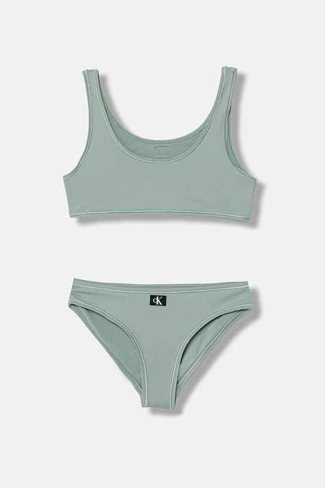 Calvin Klein Jeans strój kąpielowy dwuczęściowy dziecięcy zielony KY0KY00093