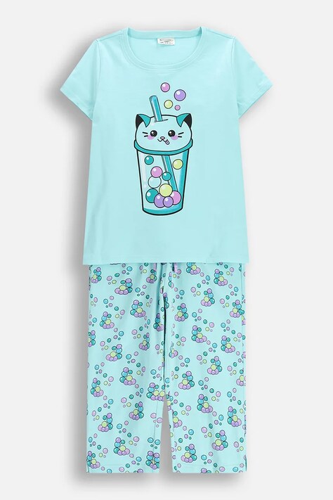 Dětské bavlněné pyžamo Coccodrillo tyrkysová barva, PYJAMAS