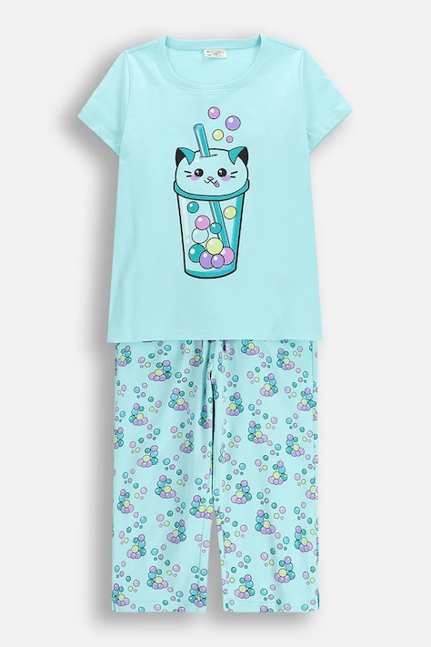 Dětské bavlněné pyžamo Coccodrillo tyrkysová barva, PYJAMAS