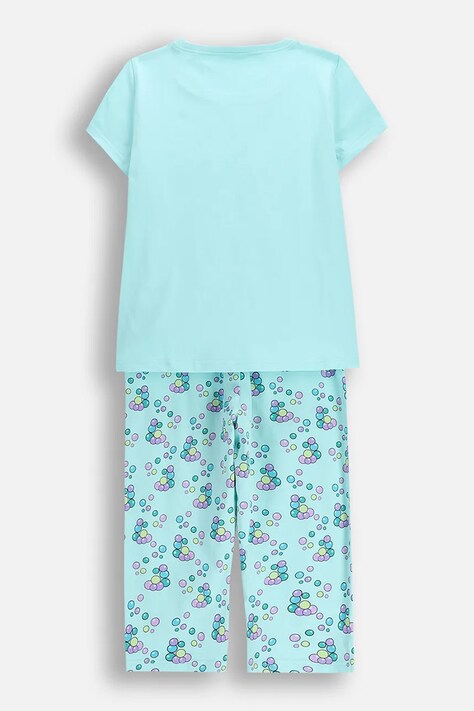 Coccodrillo piżama bawełniana dziecięca kolor turkusowy wzorzysta PYJAMAS