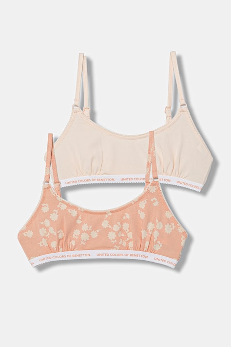 United Colors of Benetton podprsenka dětská bavlněná s elastanem 2-pack oranžová 3MC10R1IN