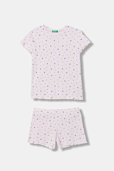 United Colors of Benetton piżama dwuczęściowa dziecięca bawełniana różowa 3OJC0P09Z
