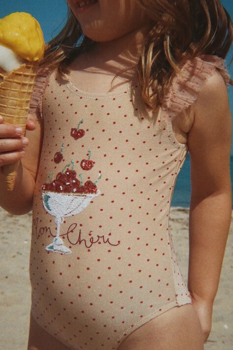 Konges Sløjd strój kąpielowy jednoczęściowy dziecięcy AMANDINE SWIMSUIT beżowy KS105261