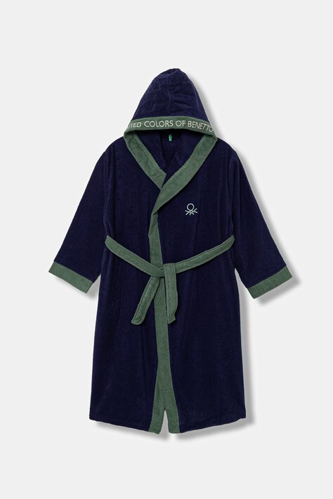 United Colors of Benetton szlafrok frotte dziecięcy bawełniany granatowy 64PDR8001