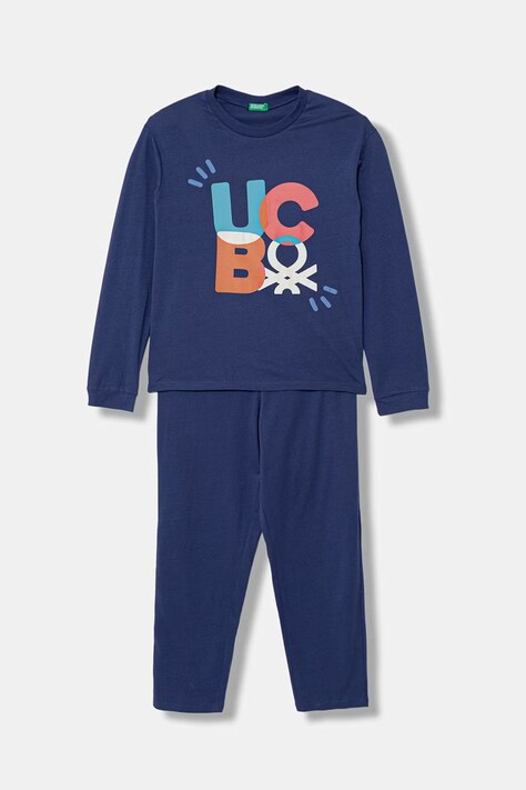 United Colors of Benetton piżama dwuczęściowa dziecięca bawełniana granatowa 30960P09U