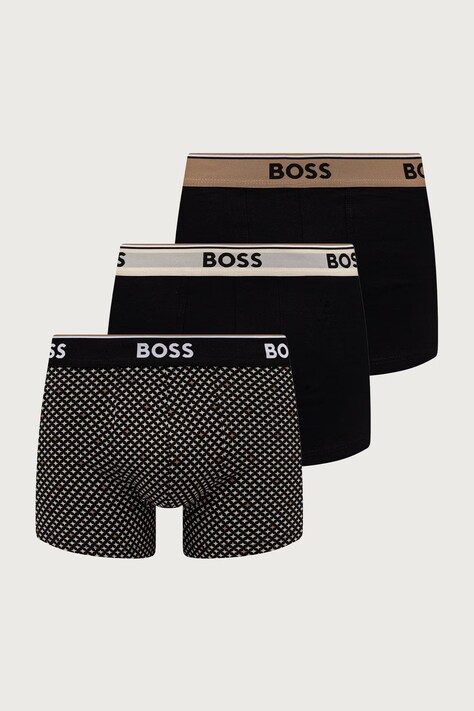 BOSS Bokserki męskie bawełniane z elastanem Trunk 3P Power Desig 3-pack beżowe 50554443