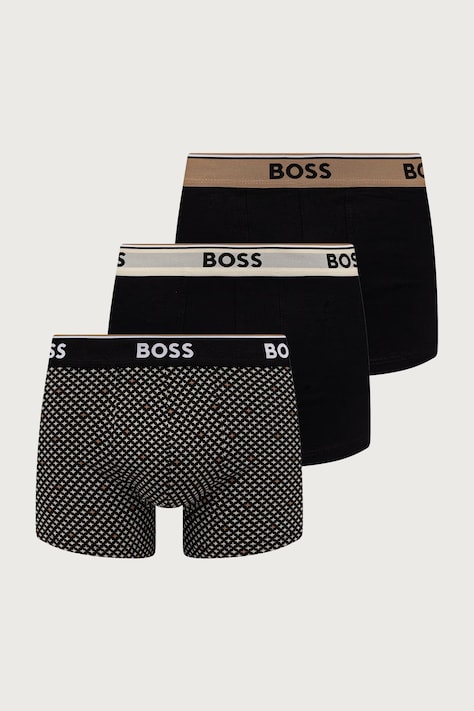 BOSS Bokserki męskie bawełniane z elastanem Trunk 3P Power Desig 3-pack beżowe 50554443