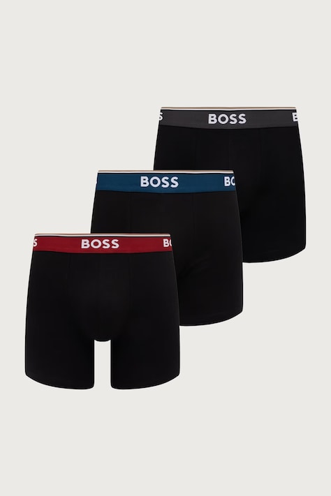 BOSS boxeri mulați bărbați cu bumbac BoxerBr 3P Power pachet de 3 negri 50554694