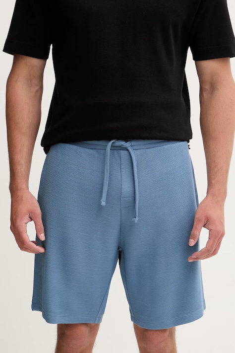 BOSS σορτς lounge ανδρικά Rib Shorts μπλε ψηλά 50527391