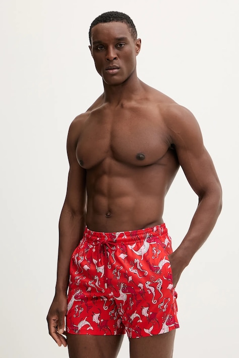 Vilebrequin szorty kąpielowe MOORISE kolor czerwony MSODF514