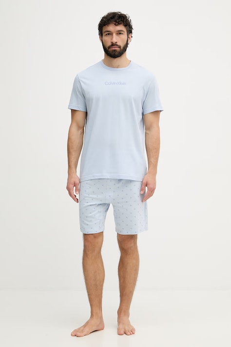 Calvin Klein Underwear dvojdielne pyžamo pánske bavlnené modré LV00NM2900