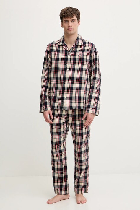 Gant piżama bawełniana męska kolor czerwony wzorzysta 902539600