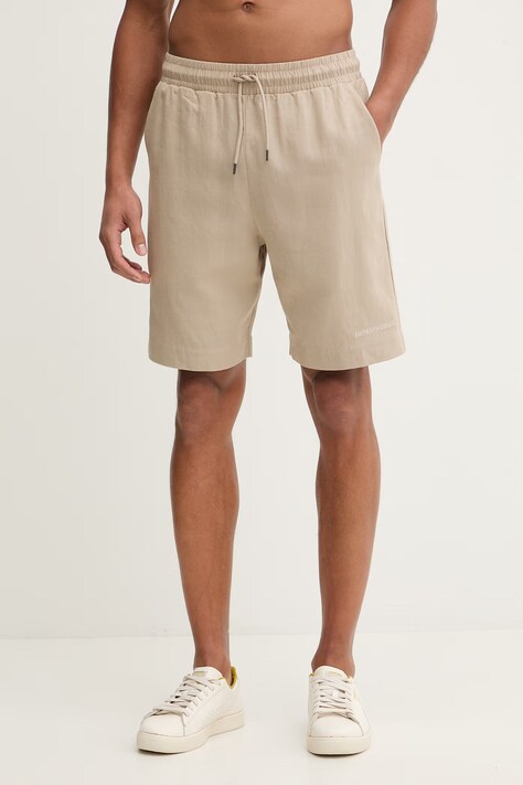 Emporio Armani Underwear szorty z dodatkiem lnu męskie kolor beżowy EM000681 AF20590