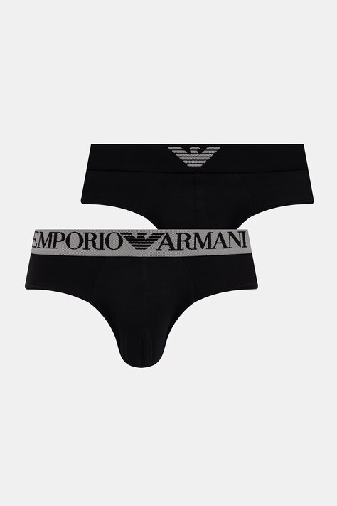 Emporio Armani Underwear slipy męskie bawełniane z elastanem 2-pack czarne EM000251 AF18881