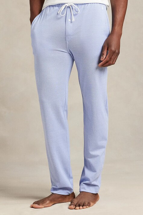 Polo Ralph Lauren spodnie piżamowe bawełniane męska kolor niebieski gładka 714939274