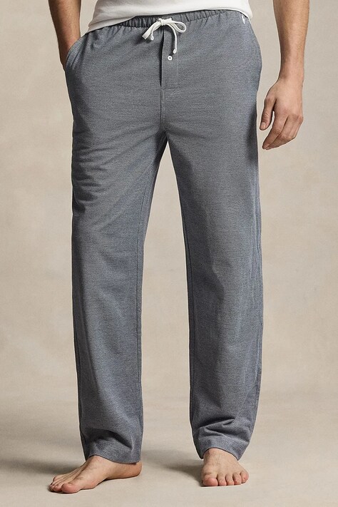 Polo Ralph Lauren spodnie piżamowe bawełniane męska kolor granatowy gładka 714939274