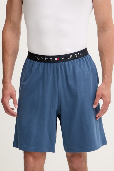 Tommy Hilfiger szorty piżamowe męskie bawełniane z elastanem niebieskie UM0UM03817