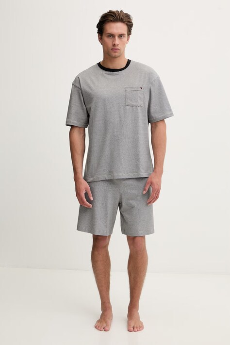 Tommy Hilfiger piżama dwuczęściowa męska bawełniana z elastanem czarna UM0UM03846