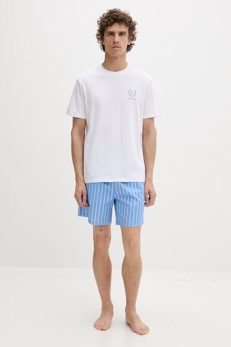 Karl Lagerfeld piżama dwuczęściowa męska bawełniana biała B2M45001