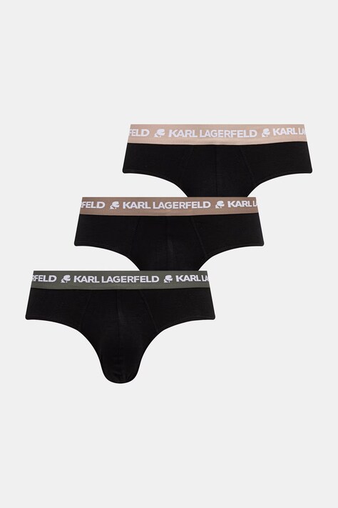Karl Lagerfeld slipy pánské bavlněné s elastanem 3-pack černé A1M47018