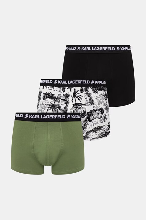 Karl Lagerfeld boxerky pánské bavlněné s elastanem 3-pack zelené B2M47003