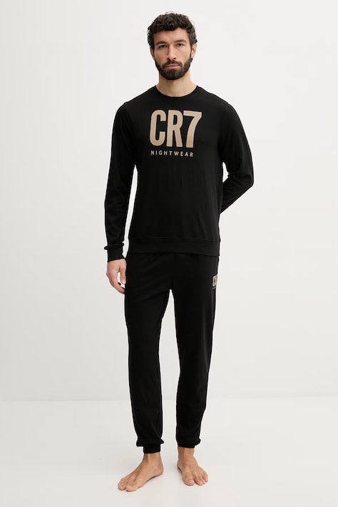 CR7 Cristiano Ronaldo piżama dwuczęściowa męska bawełniana czarna 8730-42-1055