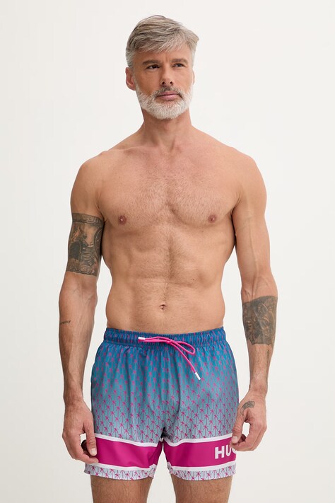 HUGO szorty kąpielowe męskie PALMS_SWIM_SHORTS niebieskie 50561097