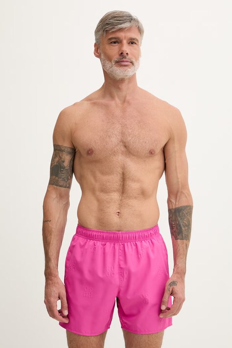 HUGO szorty kąpielowe męskie TONAL_LOGO różowe 50561222