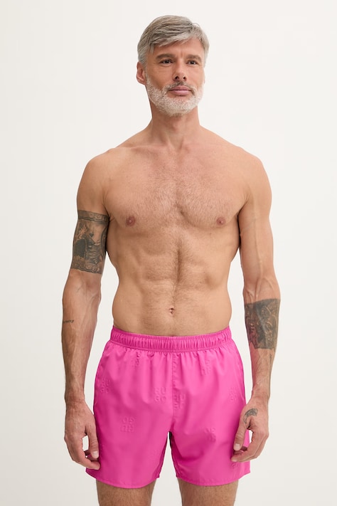 HUGO szorty kąpielowe męskie TONAL_LOGO różowe 50561222