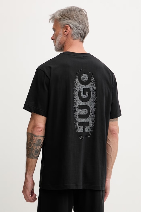 HUGO pánský bavlněný SPRAY T-SHIRT černý 50559731