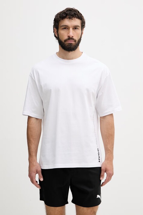HUGO T-shirt męski bawełniany TIKI T-SHIRT biały 50561117