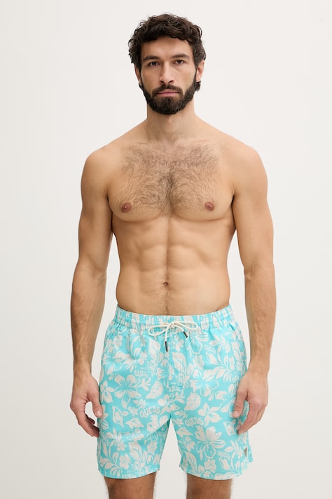 Guess szorty kąpielowe męskie turkusowe F6GT08 WG282