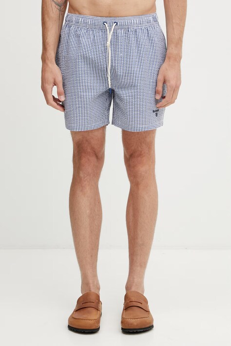 Barbour MSW0101BU95 szorty kąpielowe męskie niebieskie Gingham Seersucker