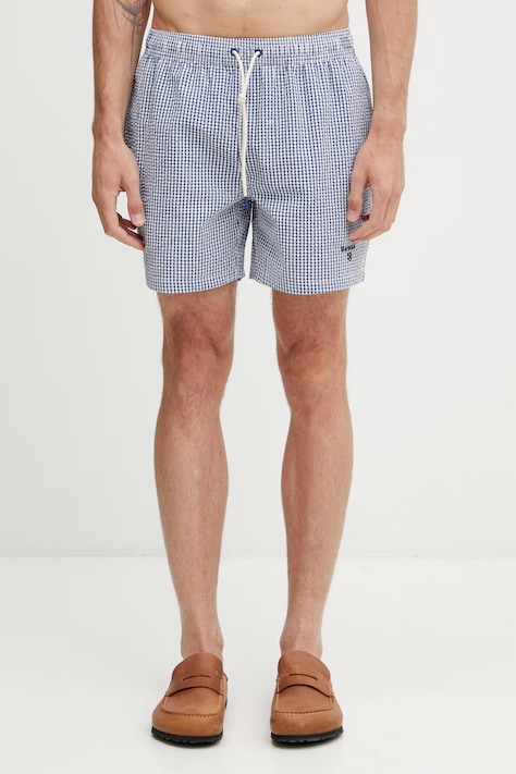 Barbour MSW0101BU95 szorty kąpielowe męskie niebieskie Gingham Seersucker