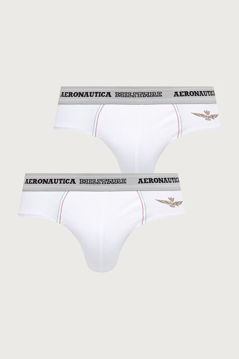 Aeronautica Militare Slipy męskie bawełniane z elastanem 2-pack białe AM1USL002