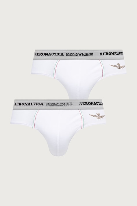 Aeronautica Militare Slipy męskie bawełniane z elastanem 2-pack białe AM1USL002