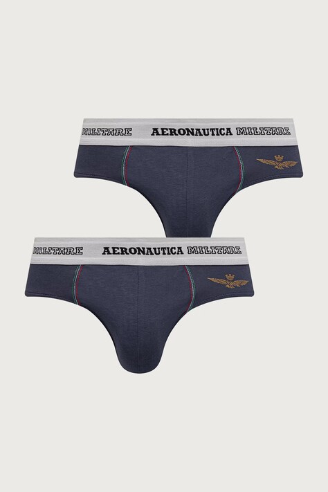Aeronautica Militare Slipy męskie bawełniane z elastanem 2-pack granatowe AM1USL002