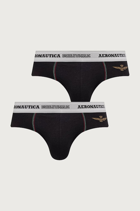 Aeronautica Militare Slipy męskie bawełniane z elastanem 2-pack czarne AM1USL002